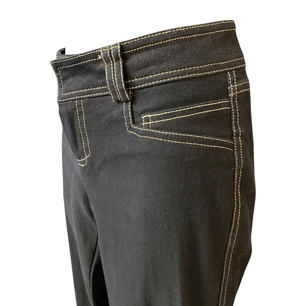 Cache Womens Top Stitched Low Rise Flare Leg Denim Jeans Size 0 Black Cotton - Picture 4 of 13